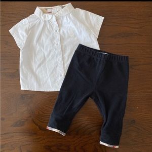 Black Burberry legging and white Burberry shirt 6 months only worn 3 times